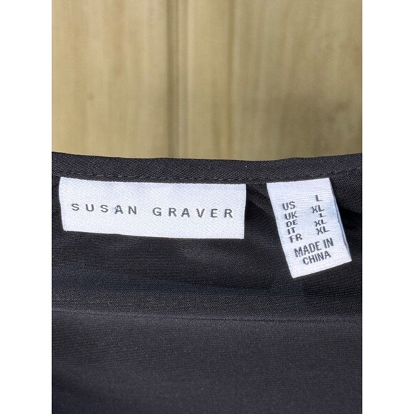 SUSAN GRAVER Blouse Women's Large Tunic Shirt Long Sleeve Stretch Studded - Picture 7 of 7